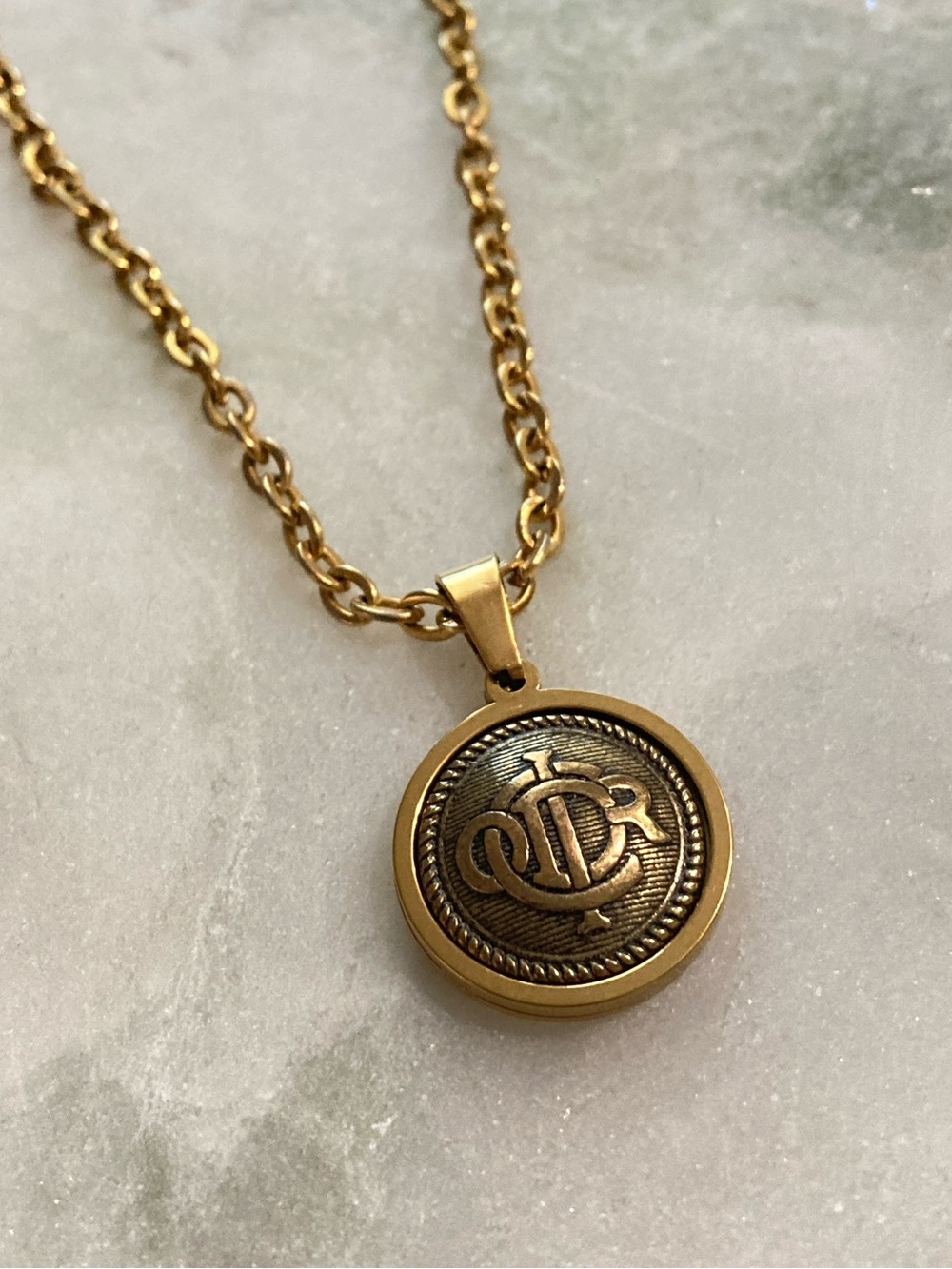 Vintage Dior Button Necklace Pendant Upcycled